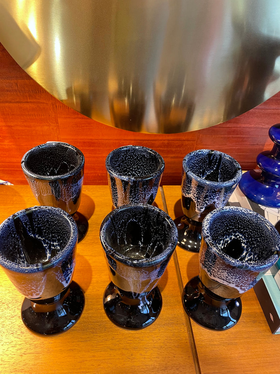 Gobelet céramique bleu vintage